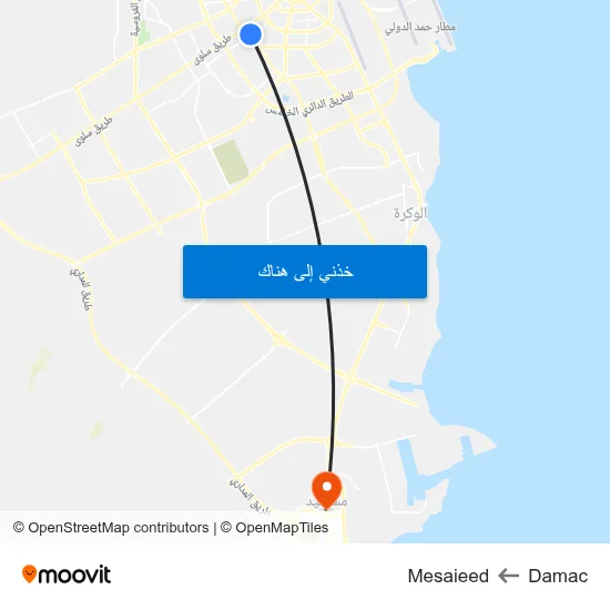 Damac to Mesaieed map