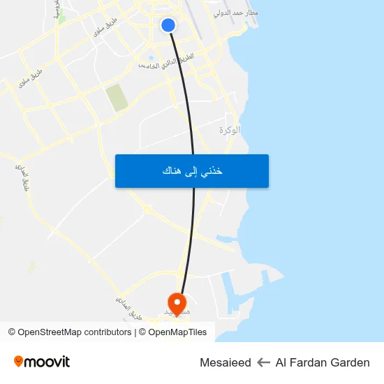 Al Fardan Garden to Mesaieed map