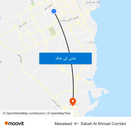 Sabah Al Ahmad Corridor to Mesaieed map