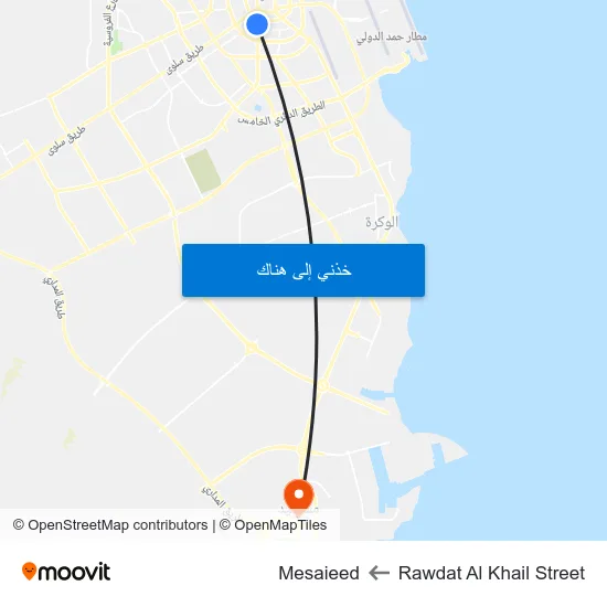 Rawdat Al Khail Street to Mesaieed map