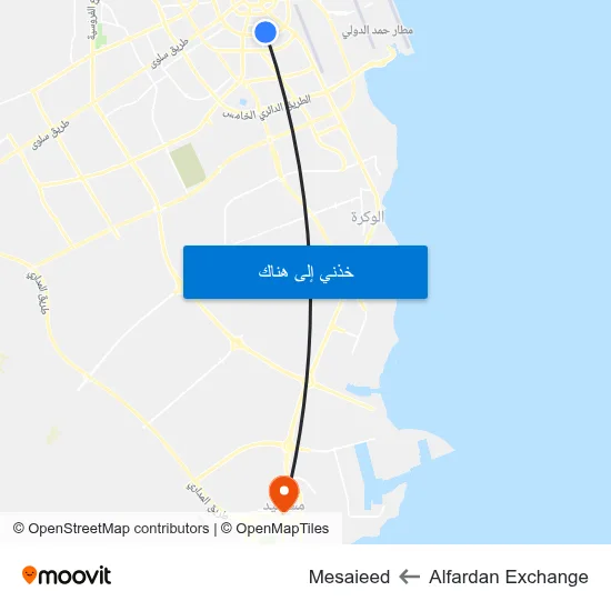 Alfardan Exchange to Mesaieed map