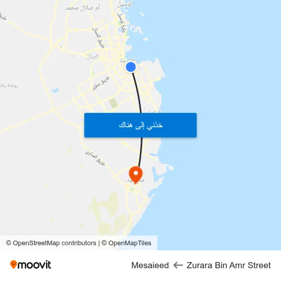 Zurara Bin Amr Street to Mesaieed map