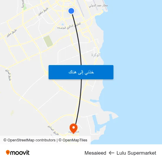 Lulu Supermarket to Mesaieed map