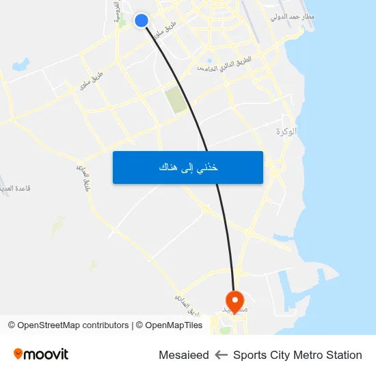 Sports City Metro Station to Mesaieed map