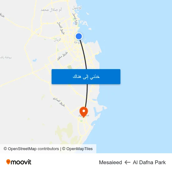 Al Dafna Park to Mesaieed map