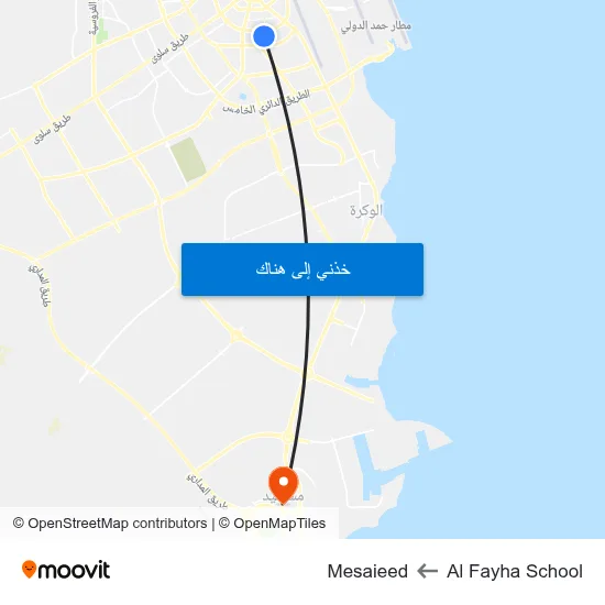 Al Fayha School to Mesaieed map