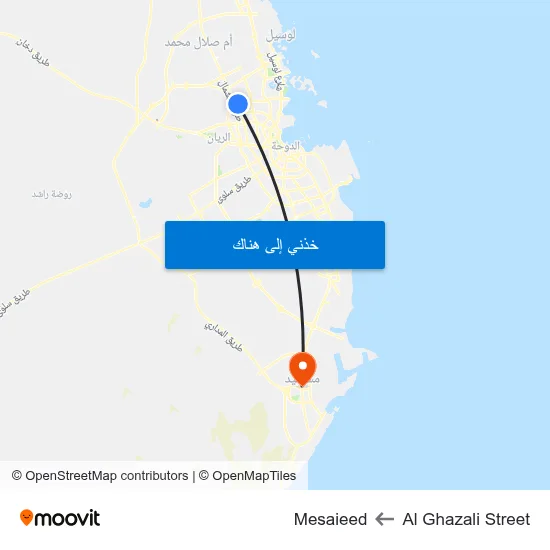 Al Ghazali Street to Mesaieed map