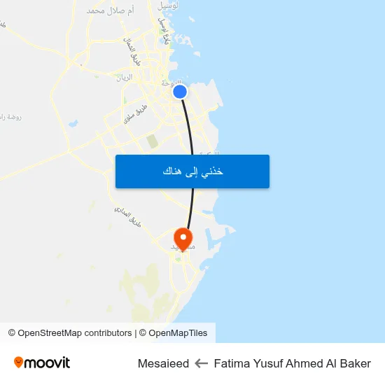 Fatima Yusuf Ahmed Al Baker to Mesaieed map