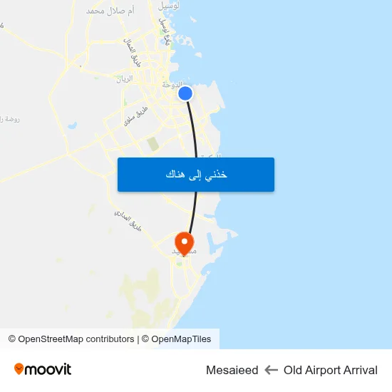 Old Airport Arrival to Mesaieed map
