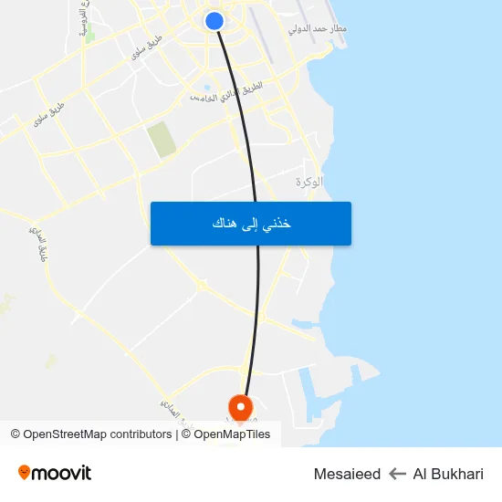 Al Bukhari to Mesaieed map