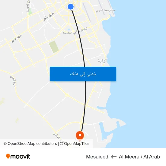 Al Meera / Al Arab to Mesaieed map