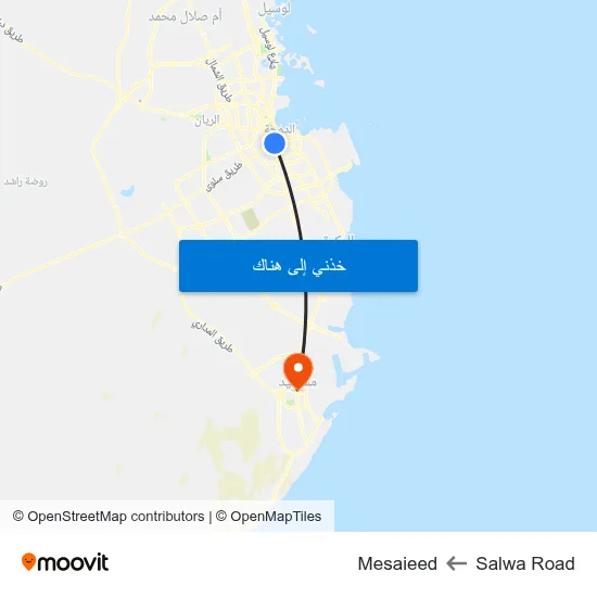 Salwa Road to Mesaieed map