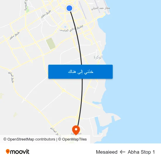 Abha Stop 1 to Mesaieed map