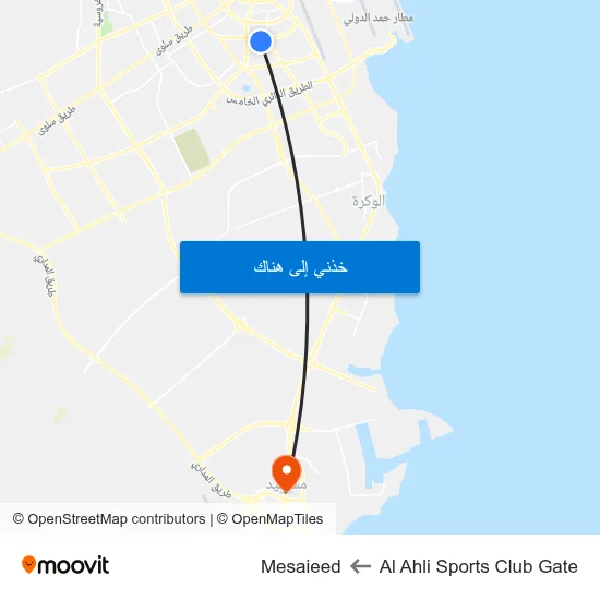 Al Ahli Sports Club Gate to Mesaieed map