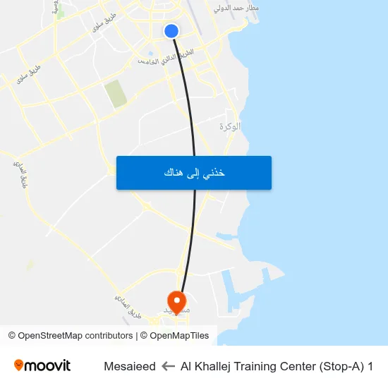 Al Khallej Training Center (Stop-A) 1 to Mesaieed map