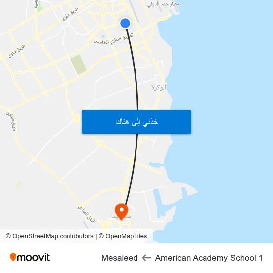 American Academy School 1 to Mesaieed map