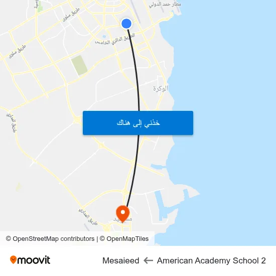 American Academy School 2 to Mesaieed map