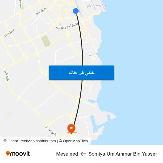 Somiya Um Ammar Bin Yasser to Mesaieed map