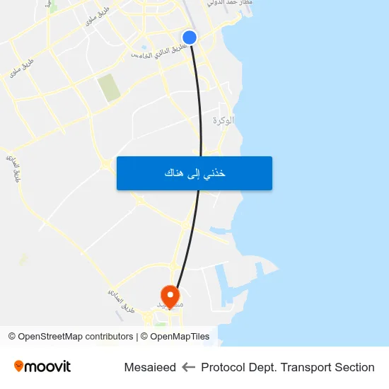 Protocol Dept. Transport Section to Mesaieed map