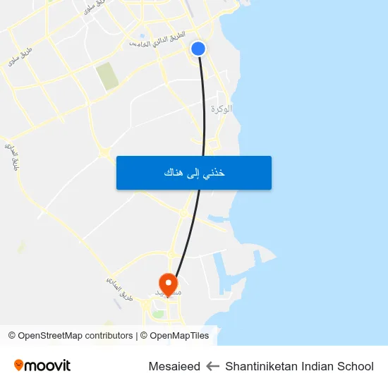 Shantiniketan Indian School to Mesaieed map