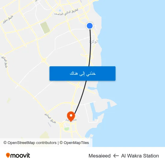 Al Wakra Station to Mesaieed map