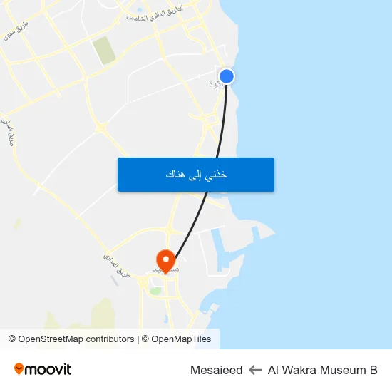 Al Wakra Museum B to Mesaieed map