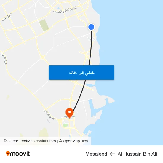 Al Hussain Bin Ali to Mesaieed map
