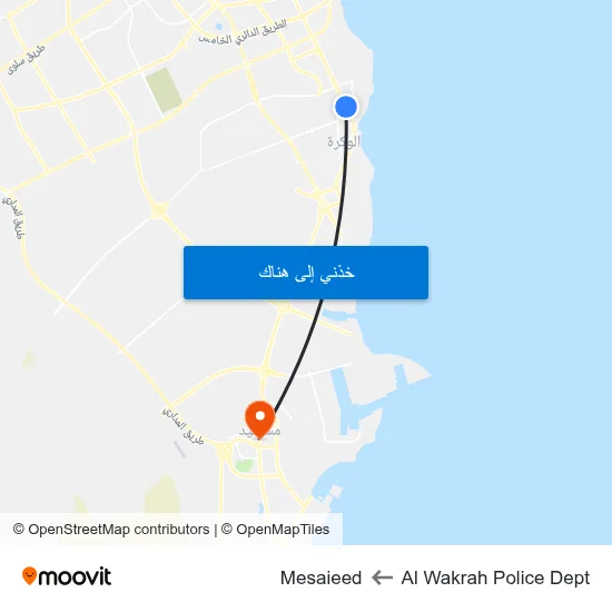 Al Wakrah Police Dept to Mesaieed map