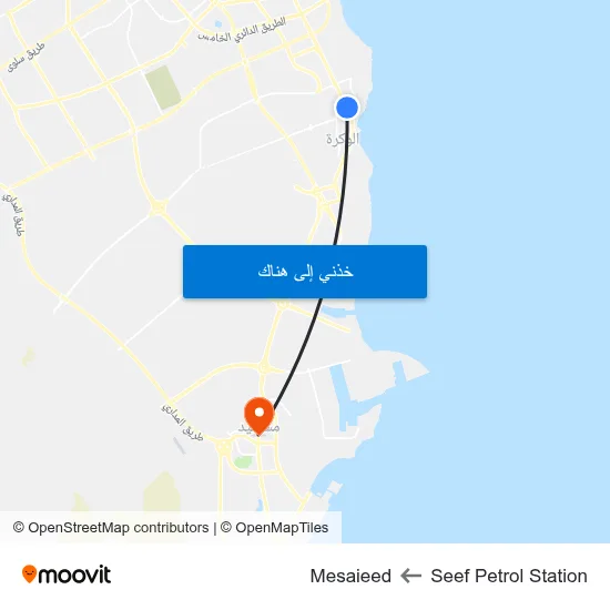 Seef Petrol Station to Mesaieed map