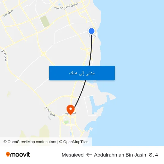 Abdulrahman Bin Jasim St 4 to Mesaieed map