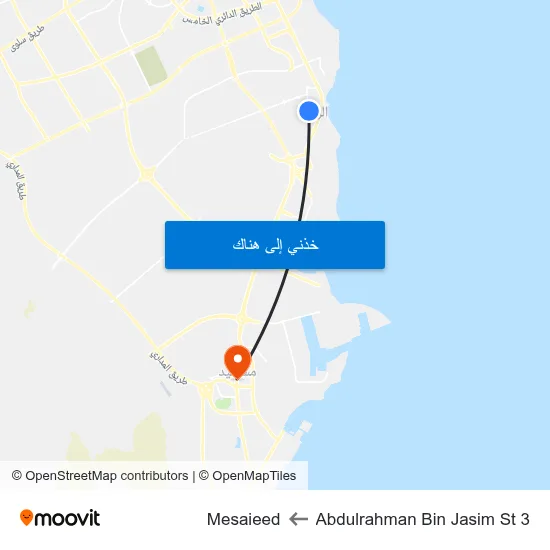 Abdulrahman Bin Jasim St 3 to Mesaieed map