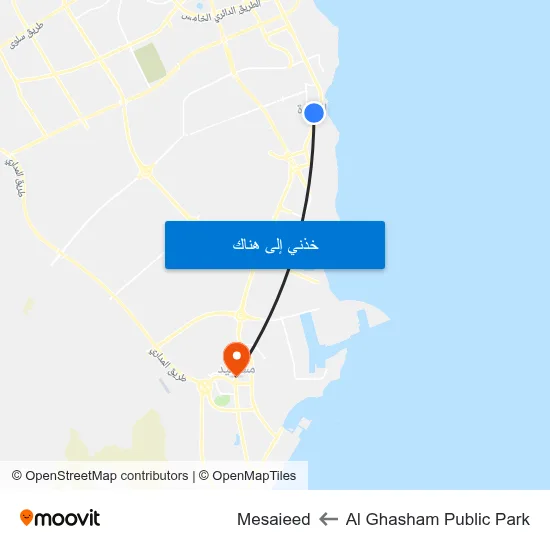 Al Ghasham Public Park to Mesaieed map