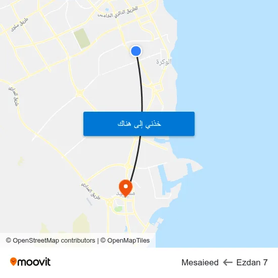 Ezdan 7 to Mesaieed map