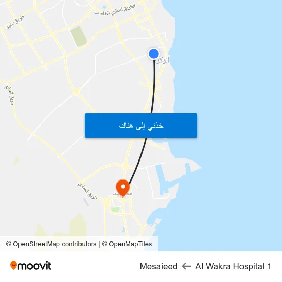 Al Wakra Hospital 1 to Mesaieed map