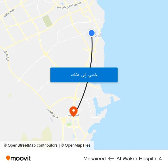 Al Wakra Hospital 4 to Mesaieed map