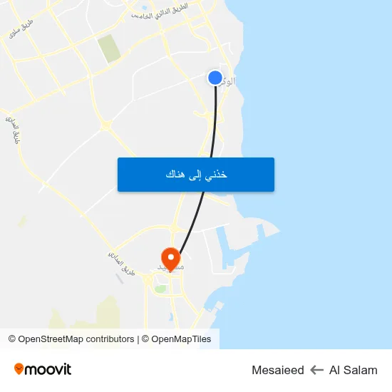 Al Salam to Mesaieed map