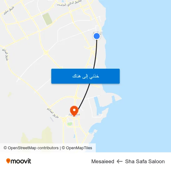 Sha Safa Saloon to Mesaieed map
