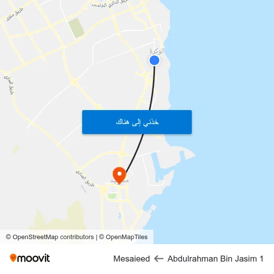 Abdulrahman Bin Jasim 1 to Mesaieed map