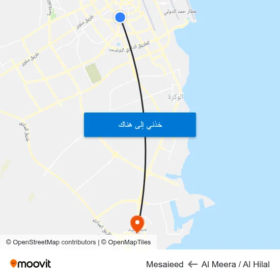 Al Meera / Al Hilal to Mesaieed map