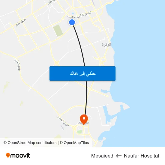 Naufar Hospital to Mesaieed map