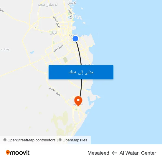 Al Watan Center to Mesaieed map