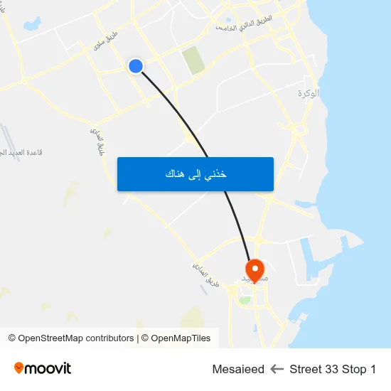 Street 33 Stop 1 to Mesaieed map