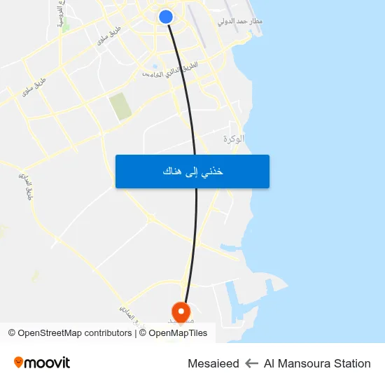 Al Mansoura Station to Mesaieed map