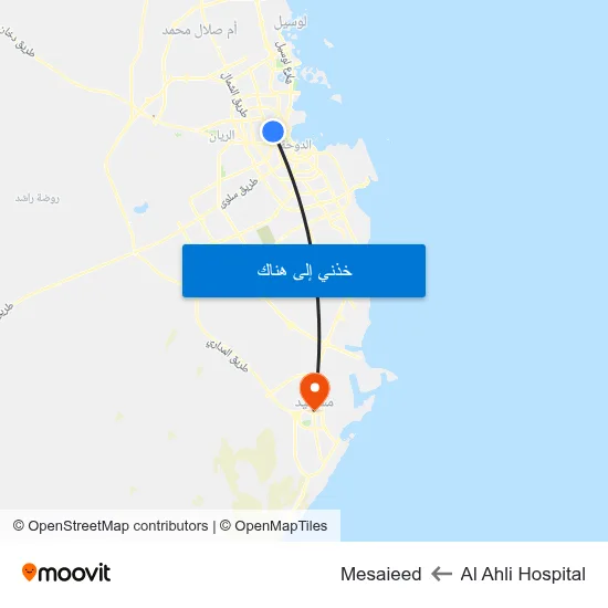 Al Ahli Hospital to Mesaieed map