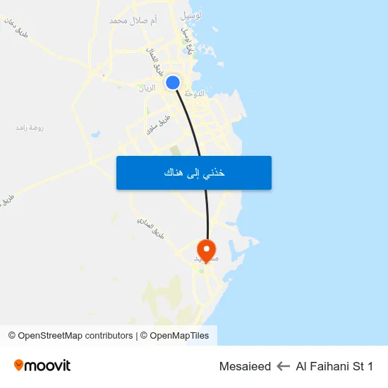 Al Faihani St 1 to Mesaieed map