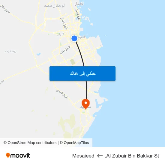 Al Zubair Bin Bakkar St. to Mesaieed map