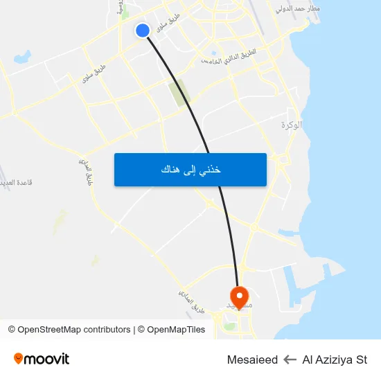 Al Aziziya St to Mesaieed map