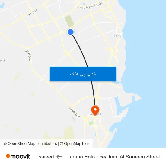 Al Baraha Entrance/Umm Al Saneem Street to Mesaieed map