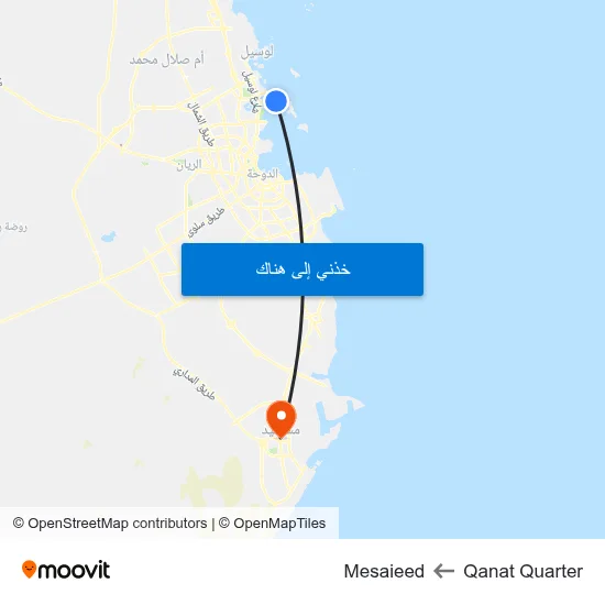 Qanat Quarter to Mesaieed map