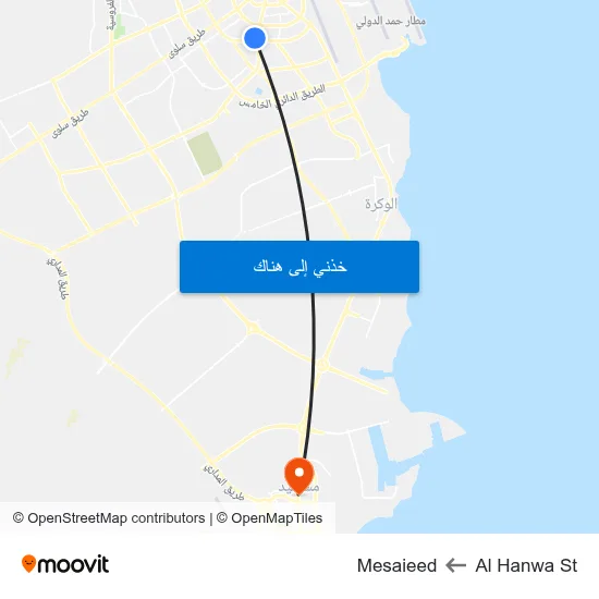 Al Hanwa St to Mesaieed map